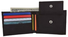 Boys Slim Thin Kids Nylon Bifold Brown Wallet with Coin Pouch Gift  