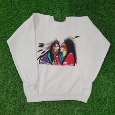 Vintage 90s Native-American Brothers Sweatshirt Womens XL 22x23 White