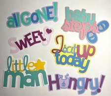 Baby Scrapbook Title Die Cut Set   Sweet Baby Steps Milestone 6 die cuts   
