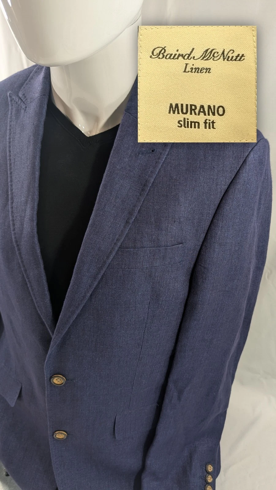 New No Tags Murano Baird McNutt Slim Fit Linen Blazer Blue Solid Mens Medium 40"