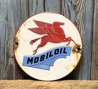 Vintage Mobil Oil Pegasus Porcelain Metal Sign (Texlite Dallas)