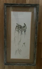 WATERCOLOR 1961 "FISHING"  (1925-2006) FRED LARKE, PEORIA ILLINOIS