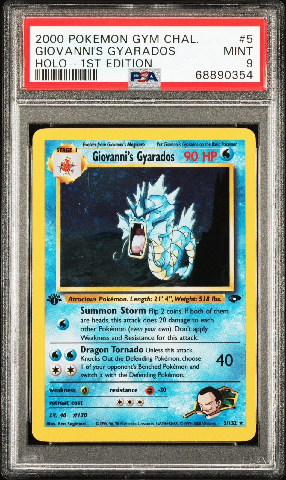 2000 Pokemon Gym Challenge Giovanni's Gyarados #5 MINT PSA 9 Holo-1st Edition