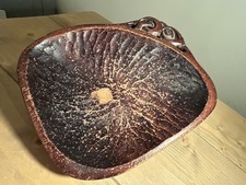 Antique Maori Carved Spiritual Wooden Bowl Mother Of Pearl  Textured Interior