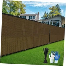 Privacy Fence Screen,with Gloves, 5X50FT Heavy Duty 220GSM 98% 5x50 Ft Brown