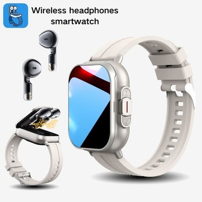 2 In 1 Smart Watch With Earbuds Wireless Call Music Play Fitness Tracker 