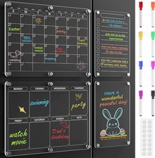 4 Pack Magnetic Calendar for Refrigerator, Clear Acrylic Calendar for Fridge