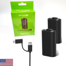 For XBOX ONE Controller Play Charging Cable 2x Rechargeable Battery SHIP NOW