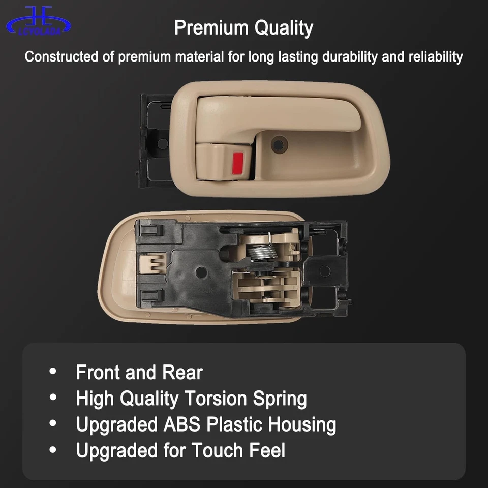 Juego de 4 manijas de puerta interiores con bisel (beige) compatibles con Toyo 2000-2006... Foto 3 de 4