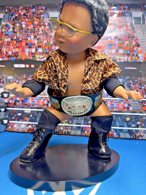 2001 WWE The Rock Dwayne Johnson ''Little Rock'' Porcelain Doll Danbury Mint