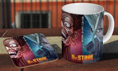 Dr Stone New World Anime - Keramik Kaffee-/Teetasse + passender Untersetzer