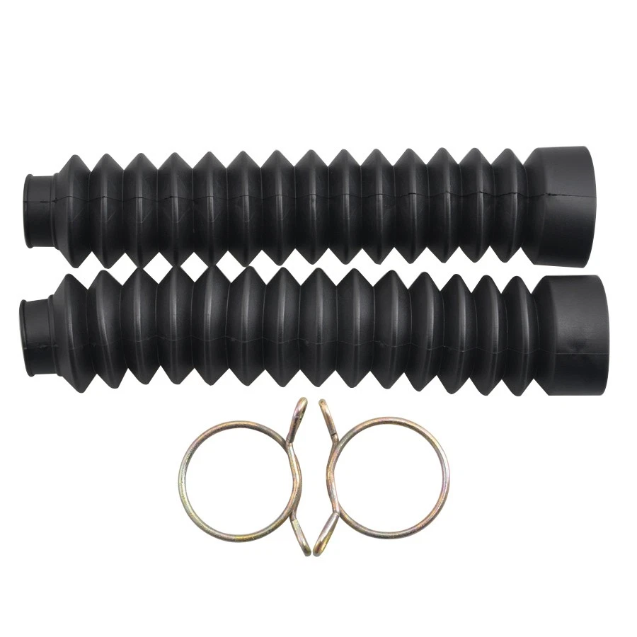 2x Black Motorcycle Front Fork Shock Boots Dust Cover Protector Rubber Universal - Image 4 of 4