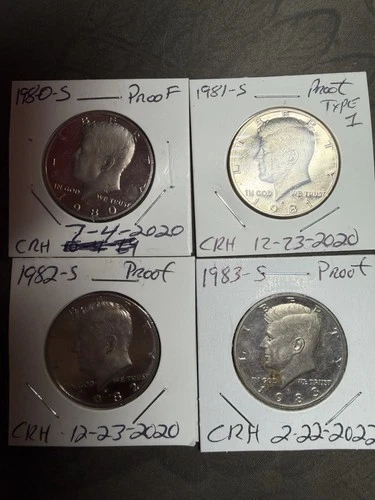 Kennedy Half Dollar 50C 1980-S 1981-S Type 1 1982-S 1983-S Proof Lot Impaired