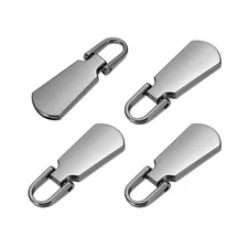 4pcs Zipper Pull, 1.42 Inch Zinc Alloy Sewing Zippers Tapes, Grey