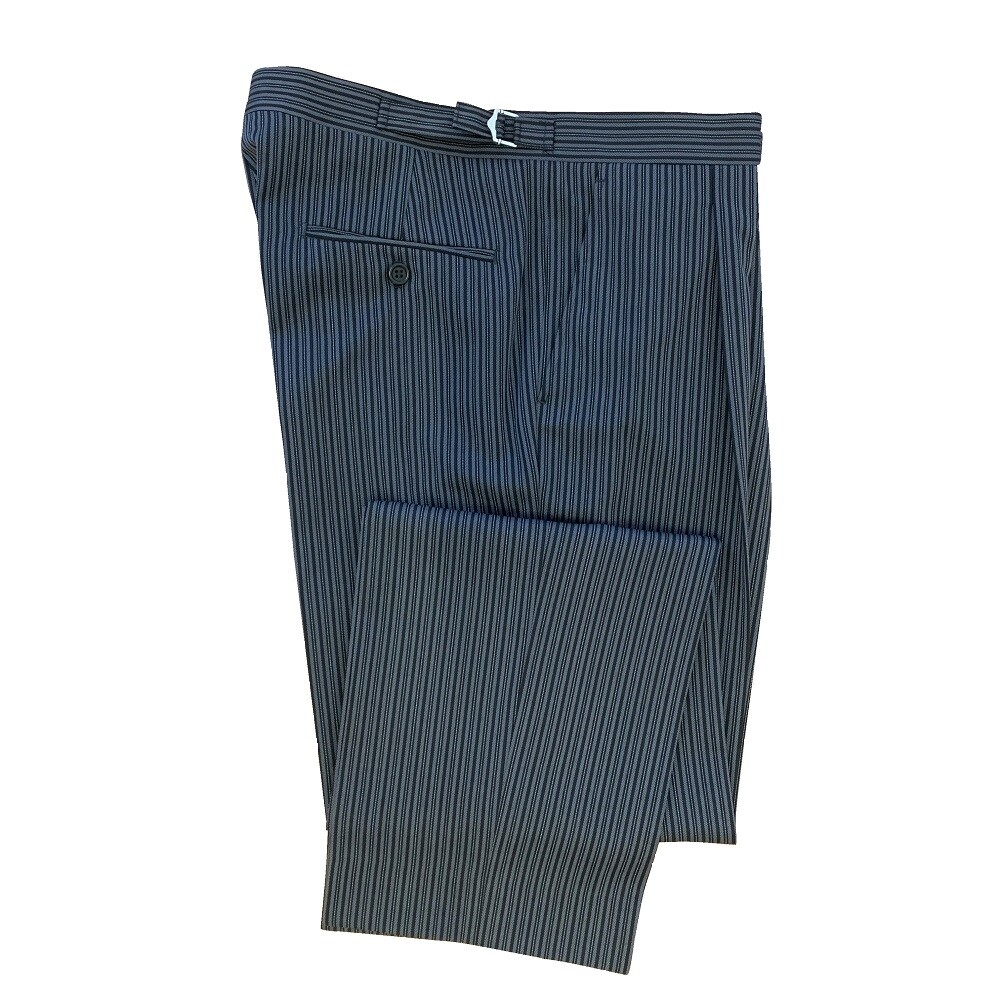 Mens Grey Stripe Single Pleat Trousers Wedding/Ascot/Formal/Masonic