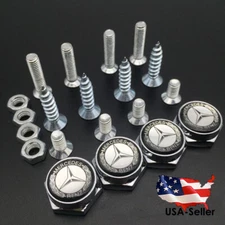 4pcs License Plate Frame Security Screw Bolt Caps Covers for Mercedes