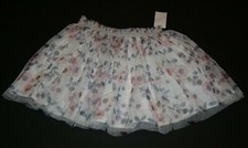 New OshKosh Girls 10 year Skirt Glitter Silver Elastic Waist Ivory w Floral Tutu