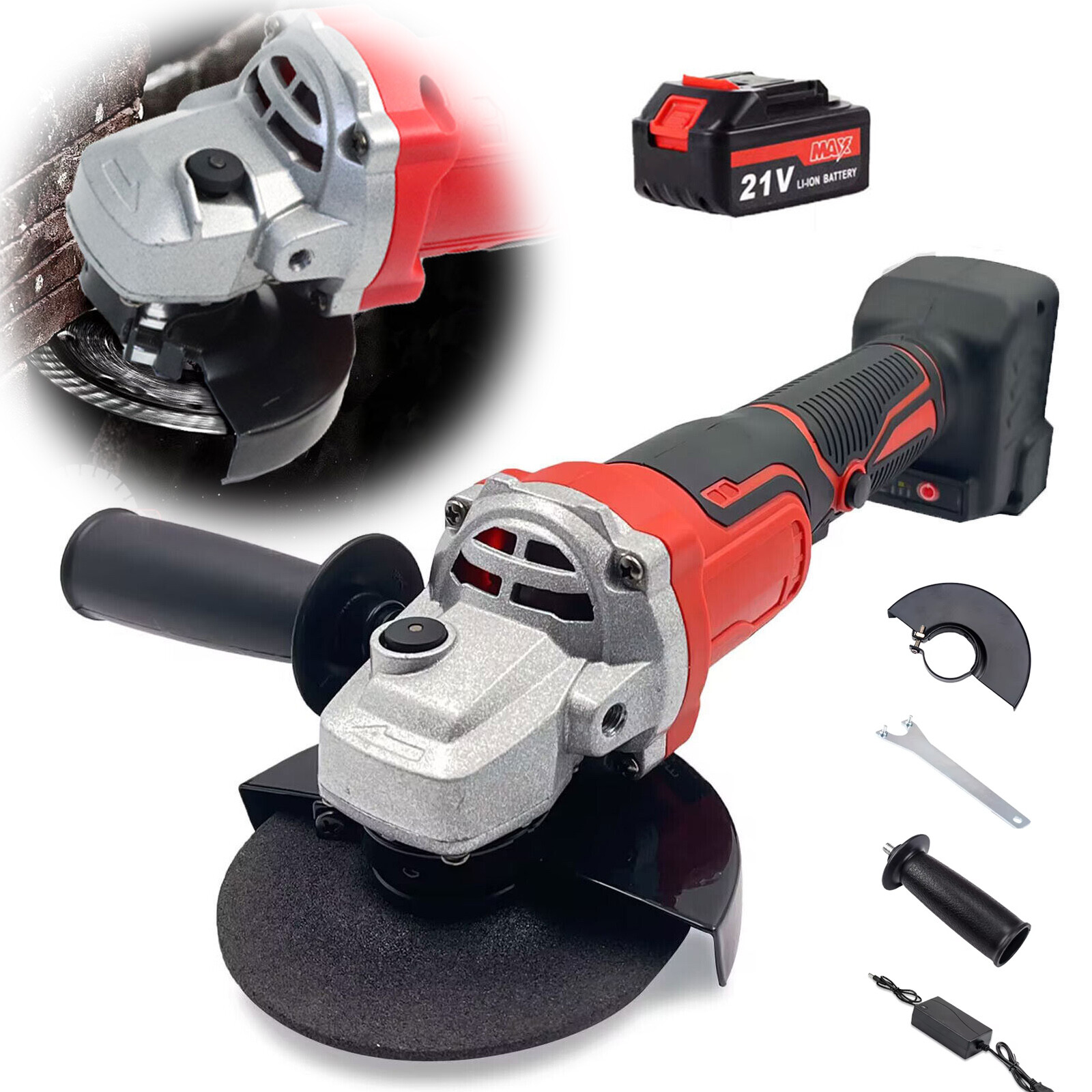 21V Brushless Angle Grinder Adjustable Grinding Tool Polishing Grinding Cutting