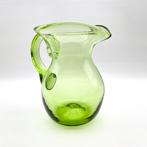 Hand Blown Translucent Green 7” Pitcher - Picture 2 of 9