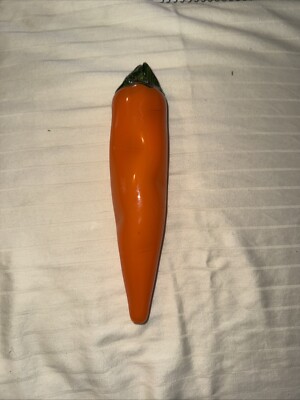 Murano Style Art Glass Vegetable Orange Carrot Unbranded Hand Crafted 7 3/4 .