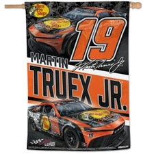 Martin Truex Jr 2024 Wincraft #19 Bass Pro Shops 28x40 Vertical Flag