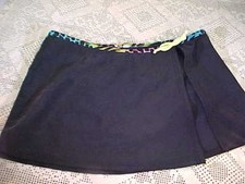 OP Young Girls Bathing Swim Suit Cover Skirt Size Medium Side Slit Black w/Trim
