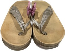 PLATFORM FLIP FLOP SANDAL SANDALS THONG THONGS WEDGE GOLD SZ 7 BEACH POOL SUMMER