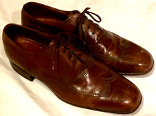 Vtg BALLY OF SWITZERLAND Wing Derby Leather Wingtip Shoes Men's 10 Luxury Brand