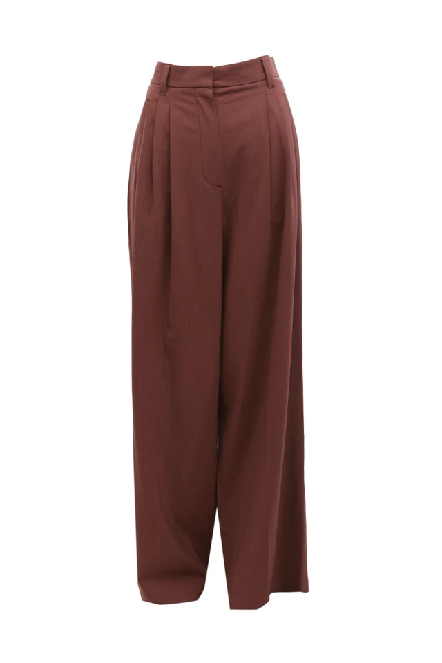 NUEVO CON ETIQUETAS $1495 Pantalones de vestir Brunello Cucinelli para mujer de lana virgen pierna ancha 42/6US A191