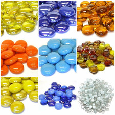 Decorative Round GLASS PEBBLES Stones BEADS 17-20mm *Lots Quantities & COLOURS*