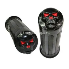 1" Motorcycle Black Skull Hand Grips for Harley-Davidson Sportster Iron 883 1200