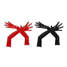 Women's Long Opera Gloves Patent Leather Wet Look Arm Length Mittens Nightclub