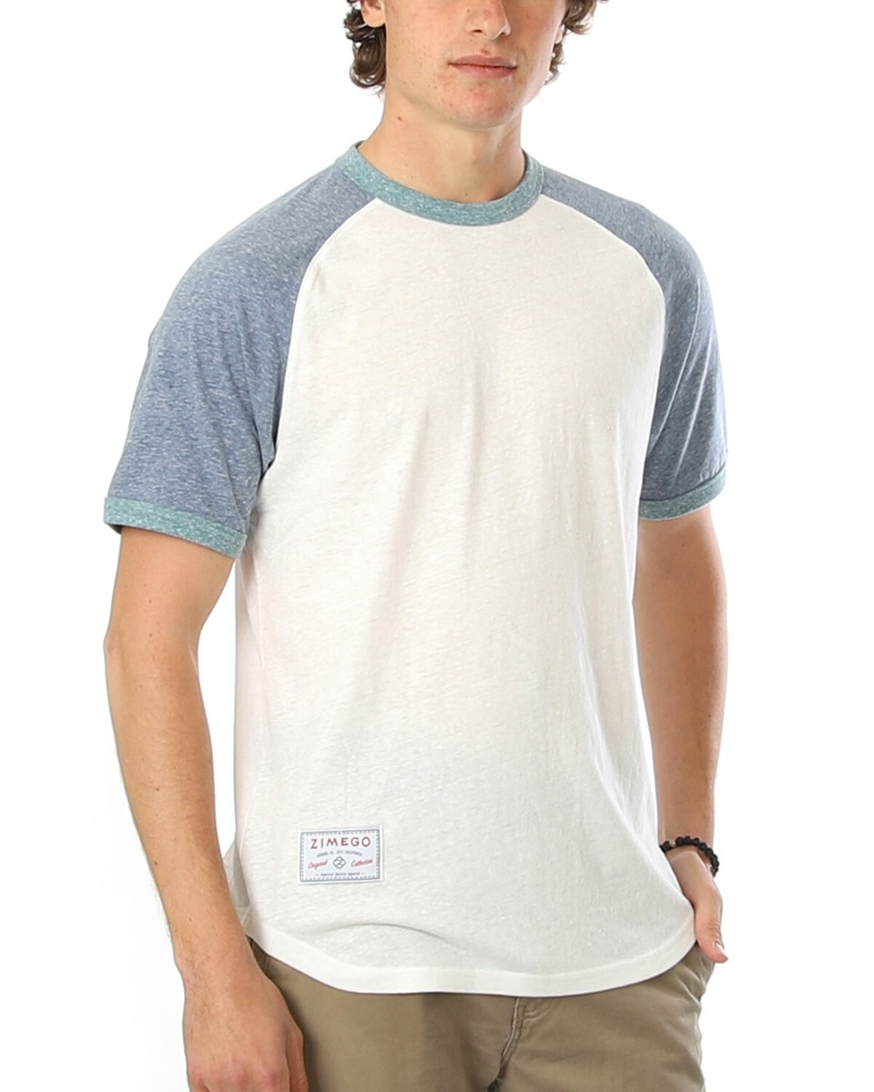 ZIMEGO Men's Classic Short Sleeve T-Shirt Contrast Baseball