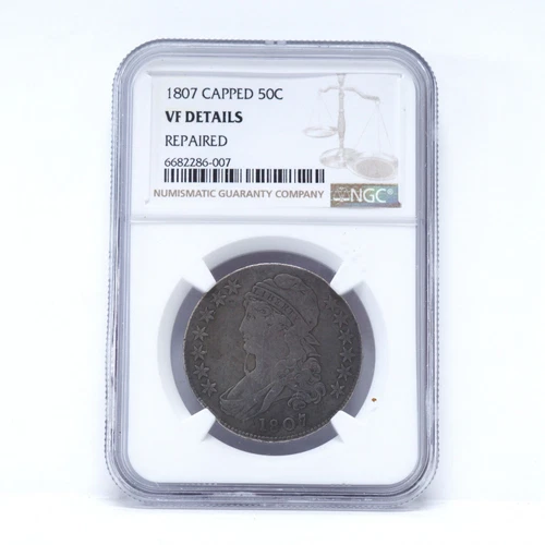 1807 Capped Bust Half Dollar NGC VF Details Repaired Rare Variety Bearded Goddes