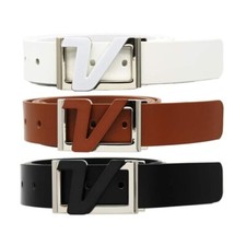 Volvik 100 Genuine Italian Real Solid Leather Belt, 42" Max White Black Brown