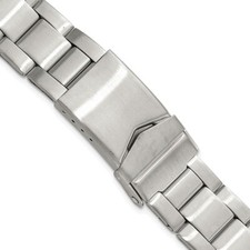 18-20mm Silver-tone Oyster-Style w/Deployment Link Stainless Steel Watch Band