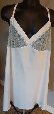 Linea Donatella Baby Doll Womens Plus 3X (22W-24W) White Light Blue Floral Lace