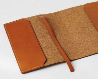 book jacket cover slipcase case bag cow leather orange fit 24x17x4cm book Z915