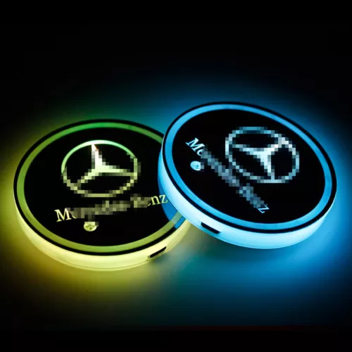 2pcs RGB LED Car Interior Cup Holder Light Mat Pads Drink Coaster Mercede s Benz - Picture 10 of 11