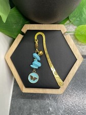 3 Handmade Gold--tone Metal Hook Bookmark With Stones Butterfly Charm 279