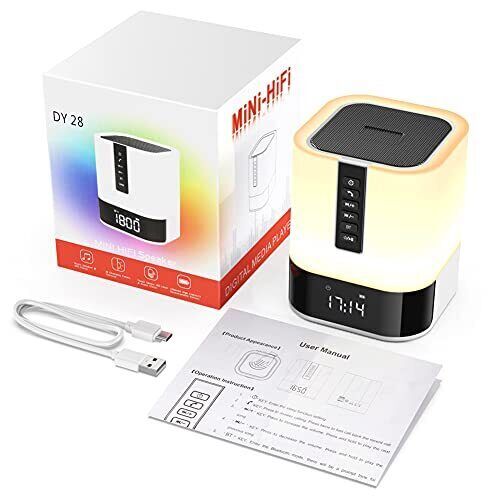 Hetyre Night Light Bluetooth Speaker, 5 in 1 Touch Control Bedside Lamp