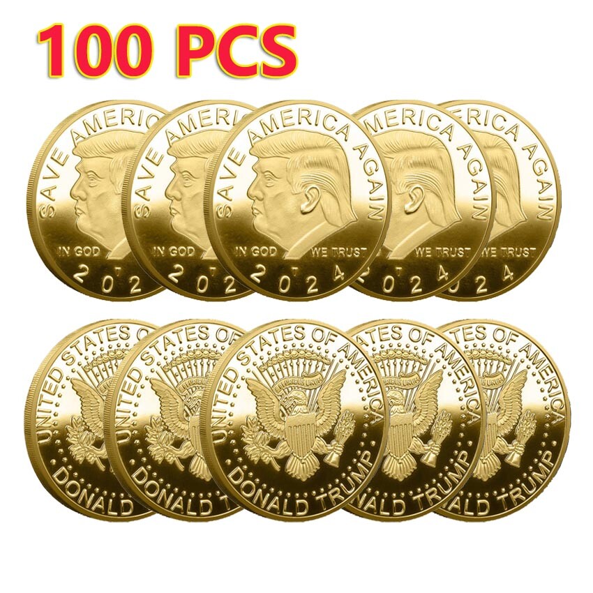 100PCS Commemorative Coin President Donald Trump Collection Save America Again