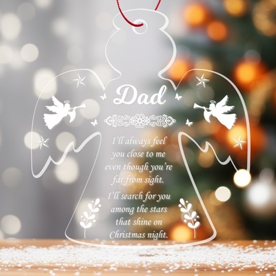 Personalised Christmas Bauble Angel Memorial Ornament Tree Decoration Dad Gift
