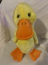 Ty Beanie Buddy Original Quackers Duck Plush Yellow Stuffed Animal 10" 1998 NWT