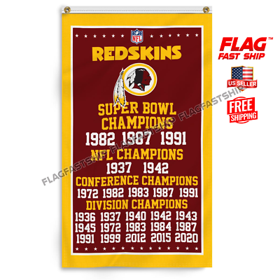 American Flag Bandiera Washington Redskins 3x5 Piedi - Banner Per Tifosi NFL, Da Sventolare O Appendere Bandiera NFL Vintage Redskins