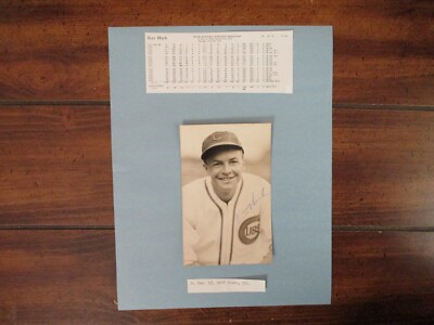 STAN HACK(D-1979)Signed 3 1/2 X 5 1/2 Rowe Postcard w/8 1/2 x 11 Display w/Stats