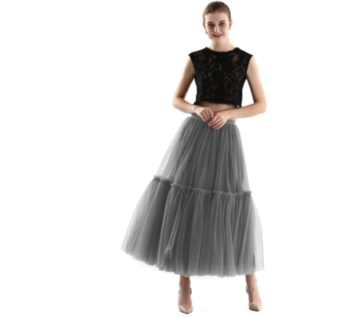 Sottogonna In Tulle A Strati | 4 Strati, Lunghezza 35-50cm, Bianco/Nero - Foto 7