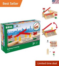 World 4-Piece Railway Crossing Set - Wooden Train Accessory for Kid,Eco-Friendly