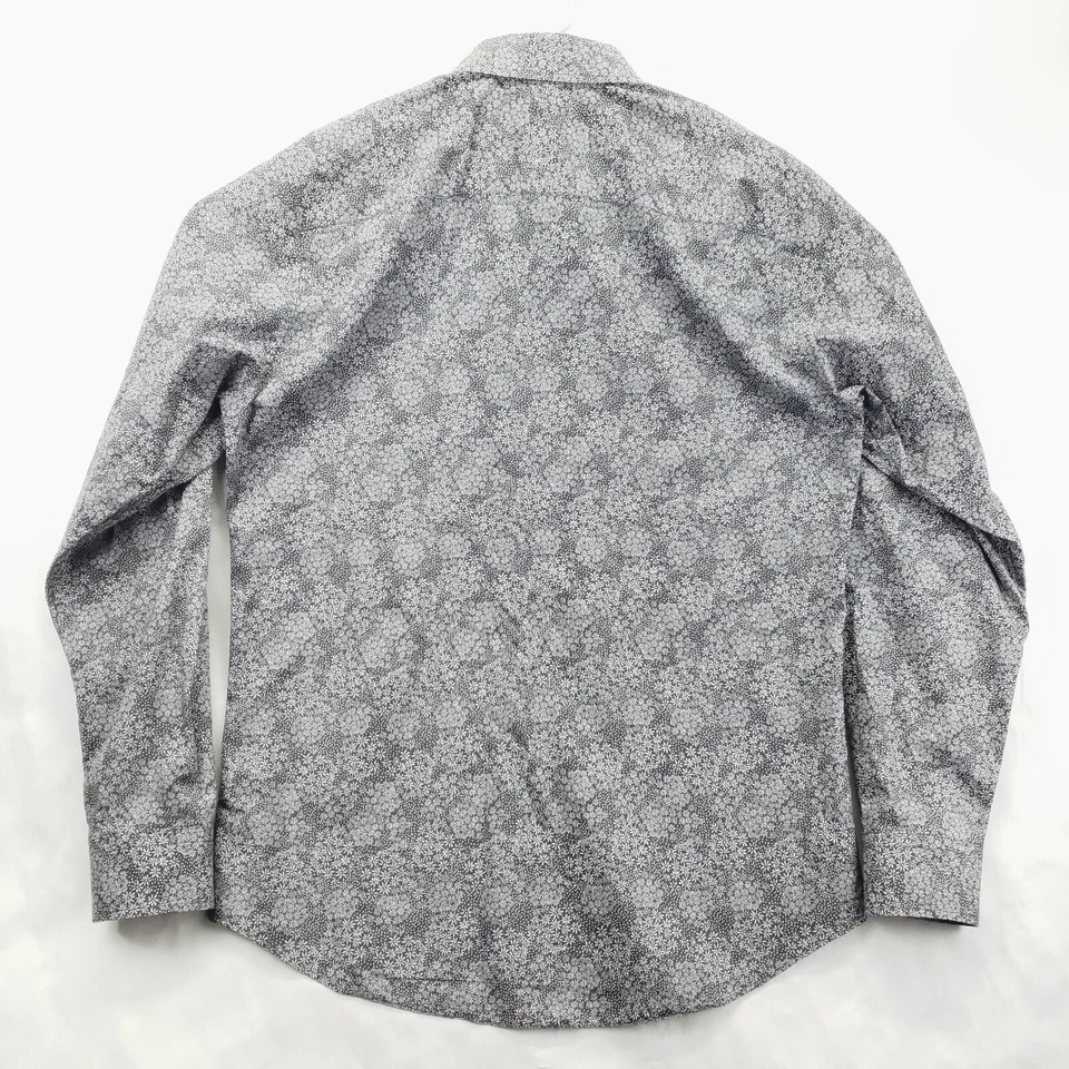 Camisa Georg Roth Los Angeles Para Hombre XL Gris Blanco Algodón Pima Puños Abatibles Abotonada Foto 2 de 4