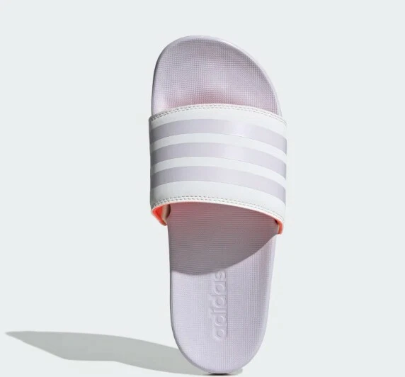 Adidas Adilette Comfort Slides ftwr white purple tint Women s